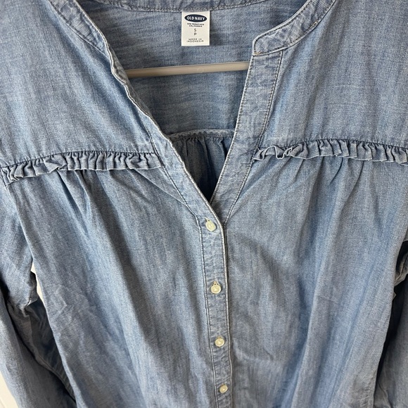 Chambray Ruffle Top - Picture 3 of 4